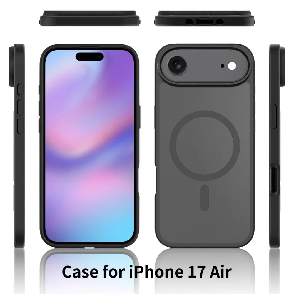 Matte For Magsafe Magnetic Case For iPhone 17 Air, Pro Max Wireless Charge Hard Armor Cover