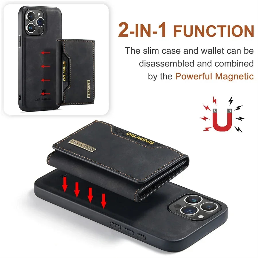 Luxury Magnetic Leather Wallet Case for iPhone 17 Pro Max 14 15 16 iPhone17 Magnet Kickstand Money Card Holder Cover