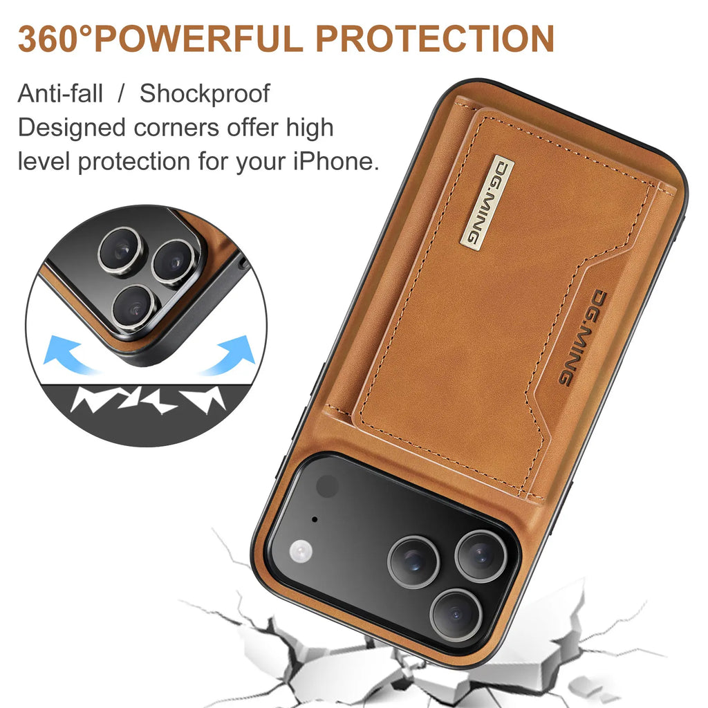 Luxury Magnetic Leather Wallet Case for iPhone 17 Pro Max 14 15 16 iPhone17 Magnet Kickstand Money Card Holder Cover
