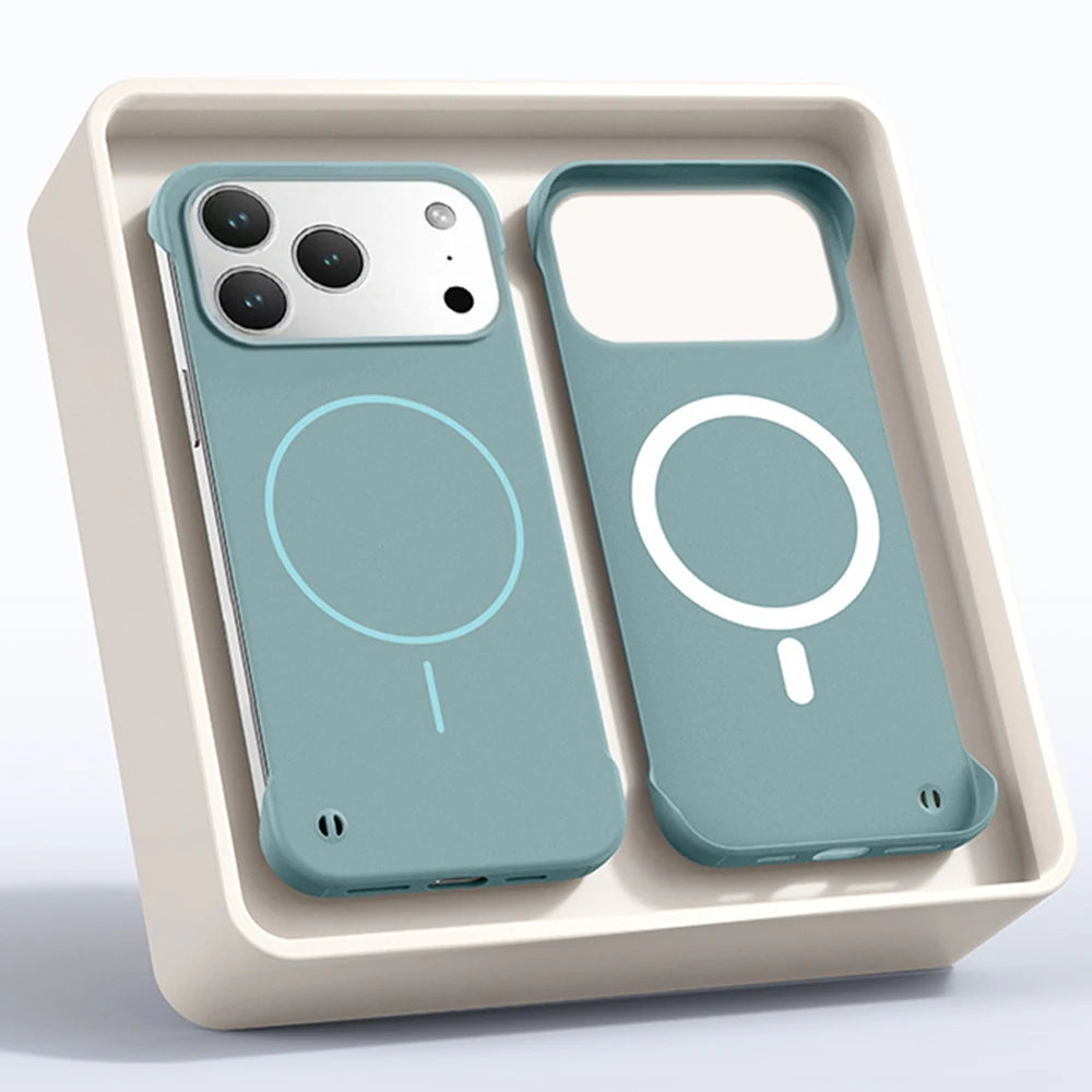for Magsafe Bezel-less Phone Case for iPhone 17 Air 17 Pro Max Ultra Thin Frameless Hard Magnetic Cover for iPhone 17 Pro 17Air