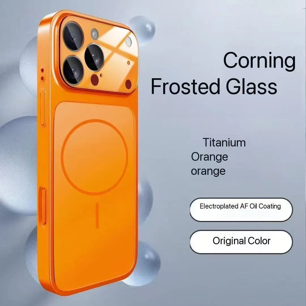 Luxury frosted glass material shockproof magnetic protective cover for iPhone 17 Air 17 16 15 14 13 Pro Max  Magsafe phone case