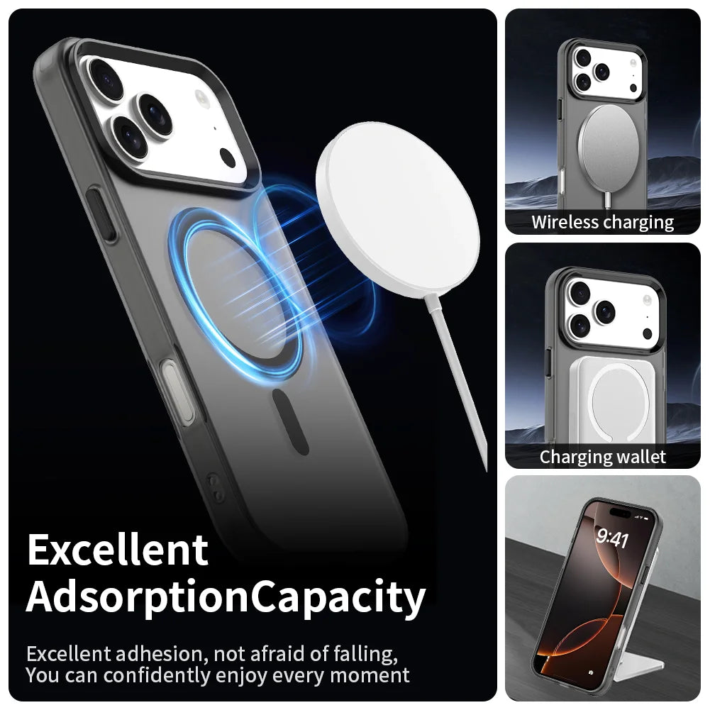 Magnetic Luxury Lens Protector Matte Candy Case For iphone 17 Pro Max iphone17 Air 5G For Magsafe Wireless Charger Cover