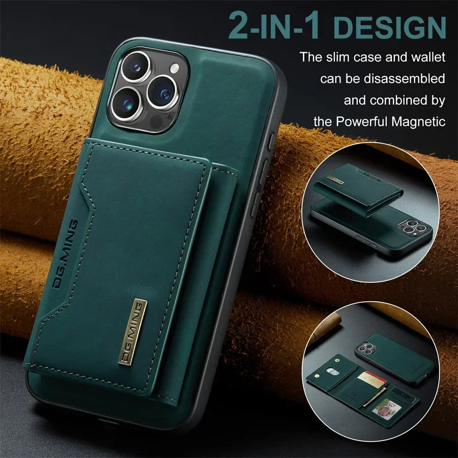 Luxury Magnetic Leather Wallet Case for iPhone 17 Pro Max 14 15 16 iPhone17 Magnet Kickstand Money Card Holder Cover