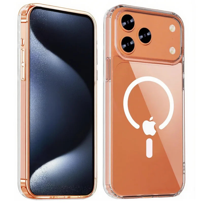 Shockproof Magnetic Hard Acrylic Case for iPhone 17 Air Case Luxury Military Grade Transparent Silicone Soft Back Cover Shell