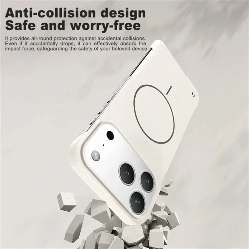 for Magsafe Bezel-less Phone Case for iPhone 17 Air 17 Pro Max Ultra Thin Frameless Hard Magnetic Cover for iPhone 17 Pro 17Air