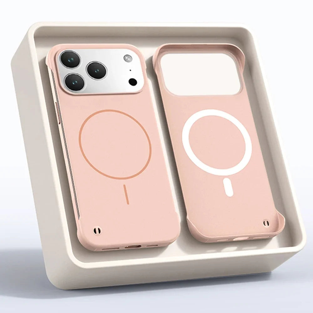 for Magsafe Bezel-less Phone Case for iPhone 17 Air 17 Pro Max Ultra Thin Frameless Hard Magnetic Cover for iPhone 17 Pro 17Air