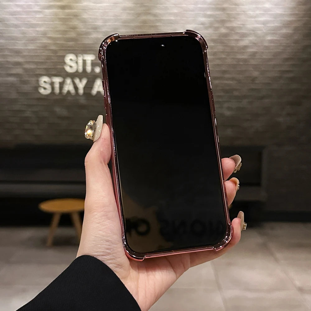 KEYSION Luxury Plating Transparent Case for iPhone 17 Pro Max 17 Air Soft TPU Airbag Shockproof Phone Cover With Lens Protector