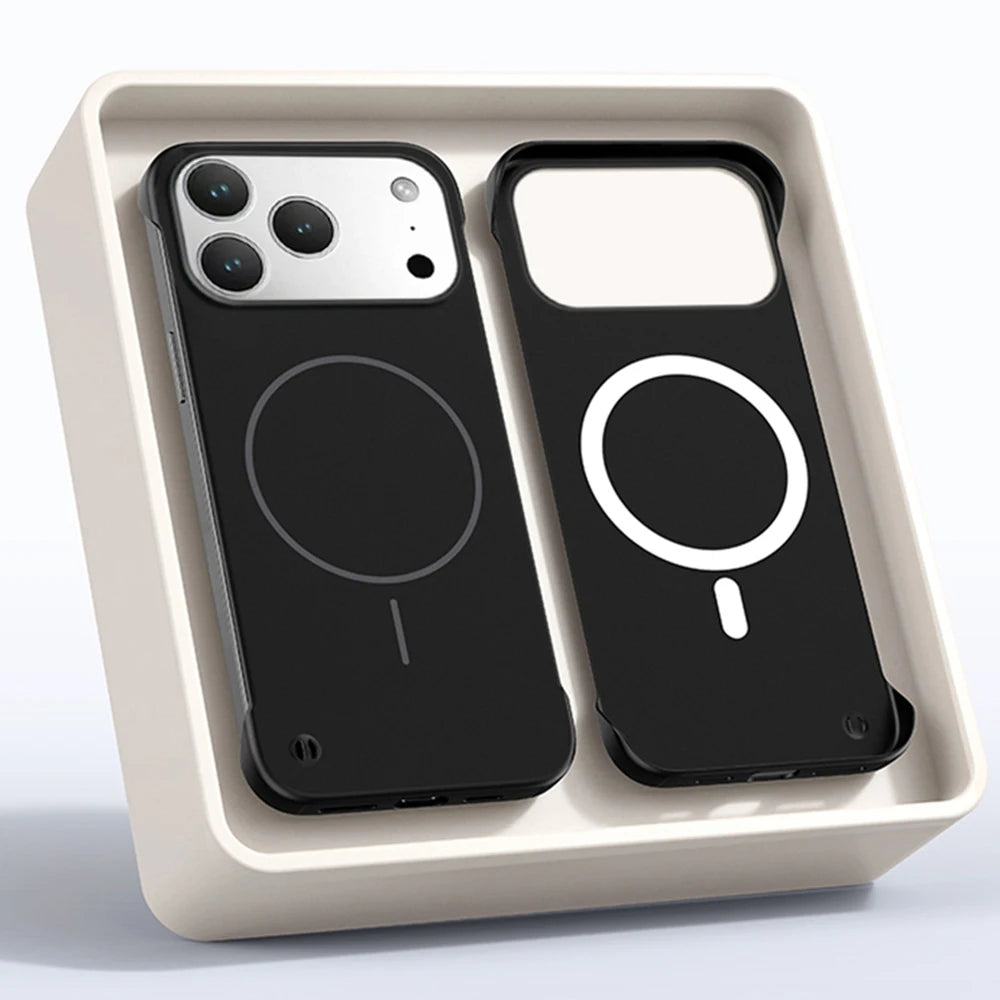 for Magsafe Bezel-less Phone Case for iPhone 17 Air 17 Pro Max Ultra Thin Frameless Hard Magnetic Cover for iPhone 17 Pro 17Air