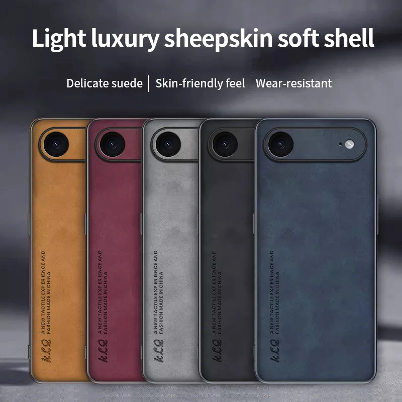 For Iphone 17 Air Case Luxury Sheepskin Leather Silicone Shockproof Bumper Cover for Iphone 17 Pro Max Protective Matte Shell