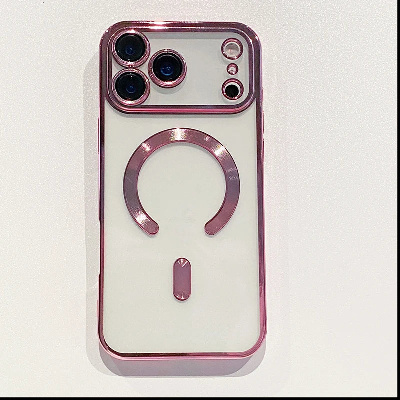 Luxury Glitter Plating Silicone Clear Soft Case For iPhone 17 Pro Max Magnetic Magsafe Cover Shell For iPhone17ProMax Ultra-Thin