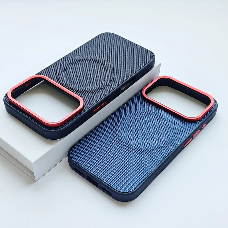 For iPhone 17 Pro Max 17 Air Case Luxury Magnetic Soft TPU+Nylon Woven Leather Back Anti-Fingerprint Cover for iPhone17