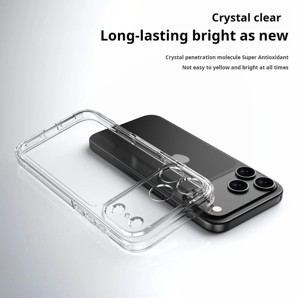 Luxury Transparent Shockproof Phone Case For iPhone 17Air 17 17Pro 17Pro Max Clear Hybrid Hard Acrylic Protective Back Cover