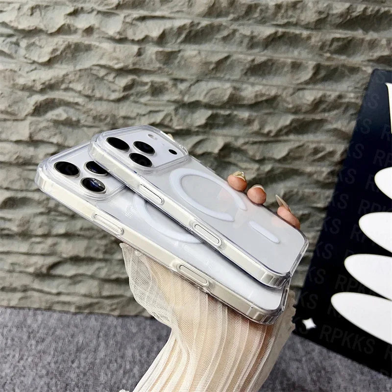 Original For Magsafe Magnetic Wireless Charging Case For iPhone 17 16 15 14 13 12 11 Pro Max Plus 17 Air Mini Clear Back Cover