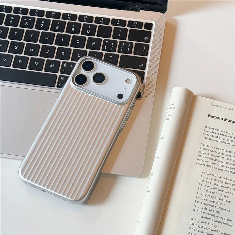 Electroplated 3D Stripes Pattern for Magsafe Magnetic Case For iPhone 17 17Pro 16 15 16Pro Max Matte Shockproof Hard PC Cover