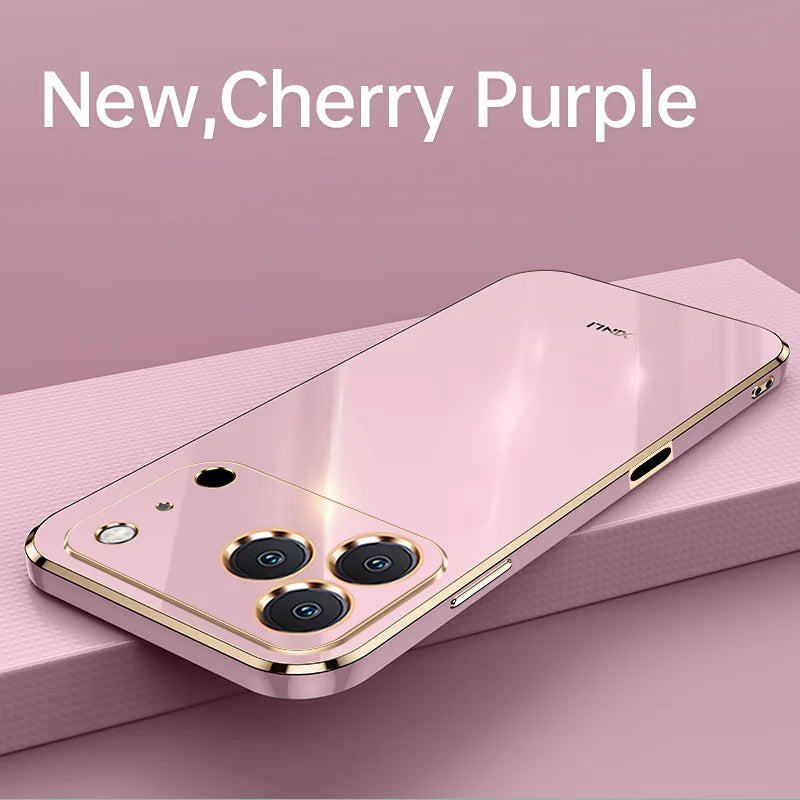 Solid Plating Phone Case For iPhone 17 Pro Max 17 Air 16e 16 Pro Max 16Plus 17Pro Max Cover Soft Silione Shockproof Cases Bumper