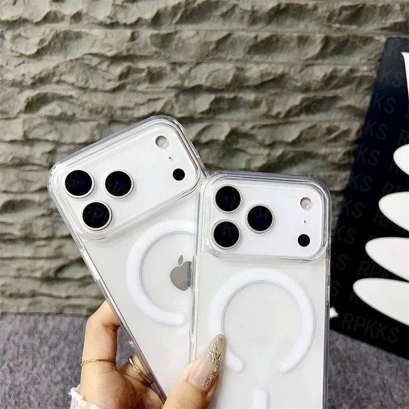 Original For Magsafe Magnetic Wireless Charging Case For iPhone 17 16 15 14 13 12 11 Pro Max Plus 17 Air Mini Clear Back Cover