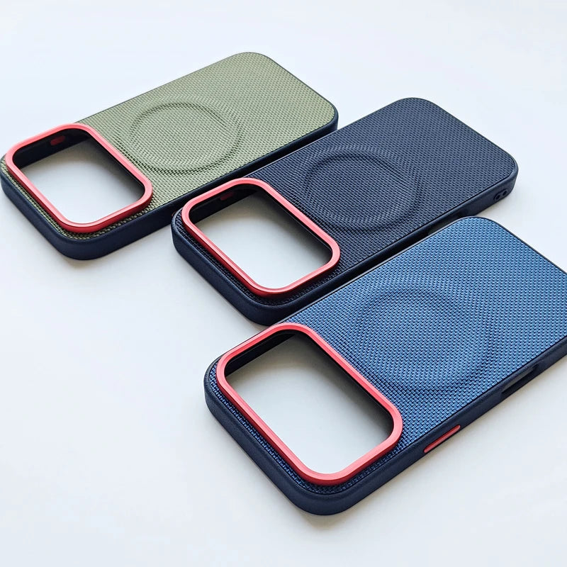 For iPhone 17 Pro Max 17 Air Case Luxury Magnetic Soft TPU+Nylon Woven Leather Back Anti-Fingerprint Cover for iPhone17