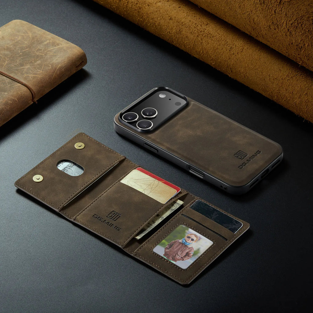 Luxury Magnetic Leather Wallet Case for iPhone 17 Pro Max 14 15 16 iPhone17 Magnet Kickstand Money Card Holder Cover