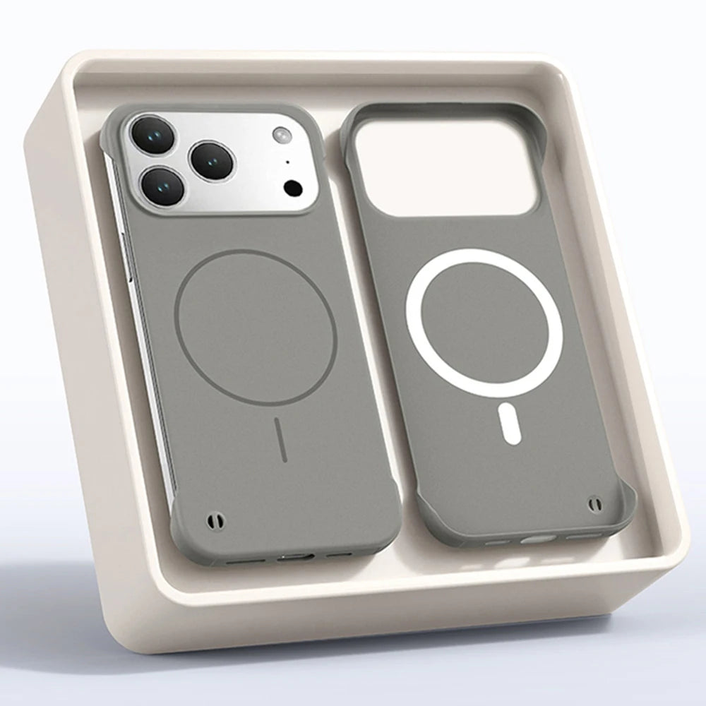 for Magsafe Bezel-less Phone Case for iPhone 17 Air 17 Pro Max Ultra Thin Frameless Hard Magnetic Cover for iPhone 17 Pro 17Air