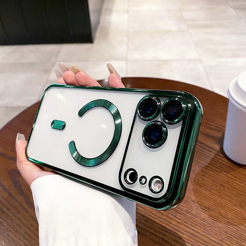 Luxury Glitter Plating Silicone Clear Soft Case For iPhone 17 Pro Max Magnetic Magsafe Cover Shell For iPhone17ProMax Ultra-Thin