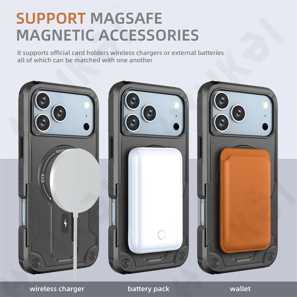 Case For iPhone 17 16 15 14 13  Pro Max Plus Magnetic Protective Magsafe Shockproof Heavy Duty Drop Protection Kickstand Cover