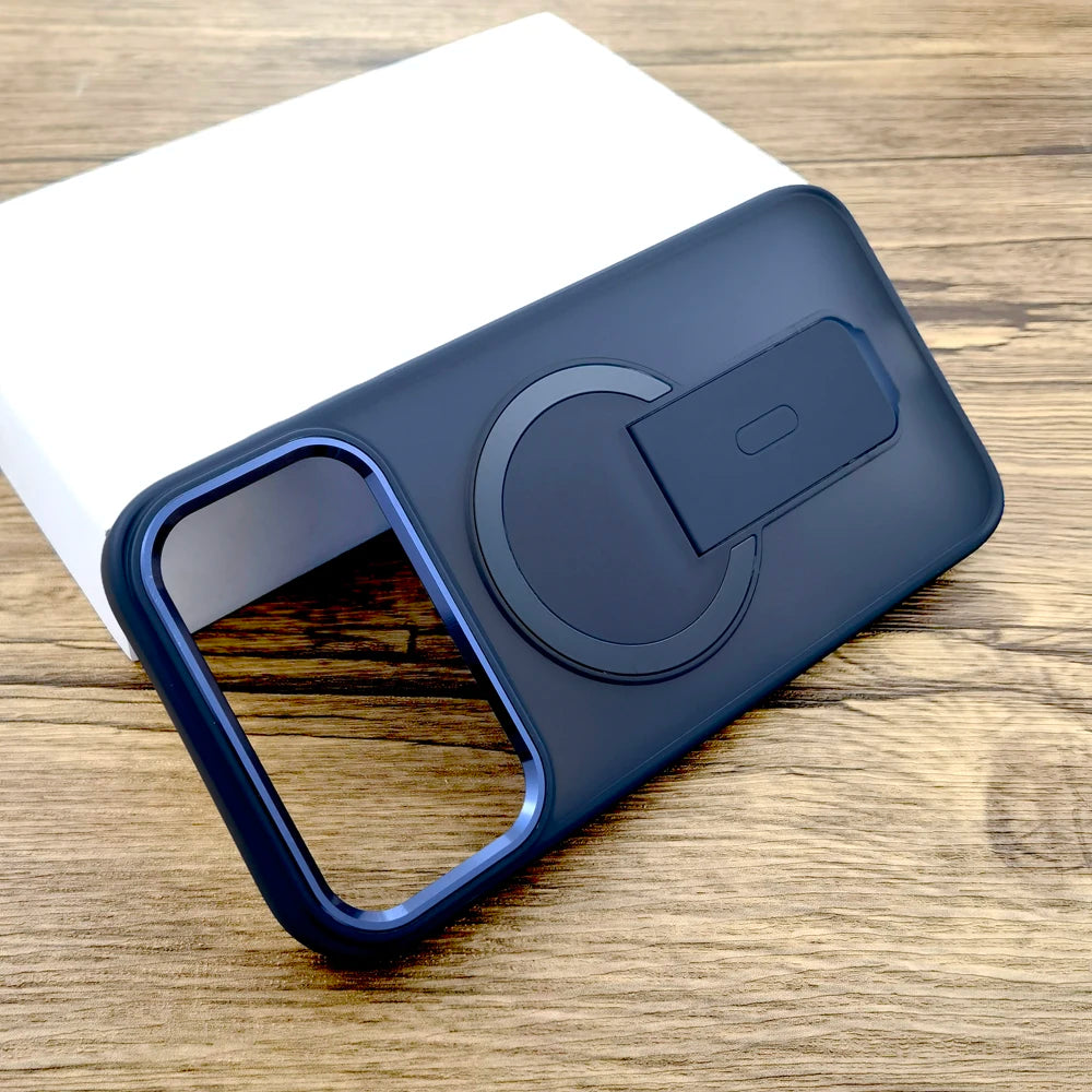 Shockproof Armor Matte Case For iPhone 17 16E 16 15 14 Pro Max Air 17Pro Magsafe Wireless Charge With Stand Full Covers