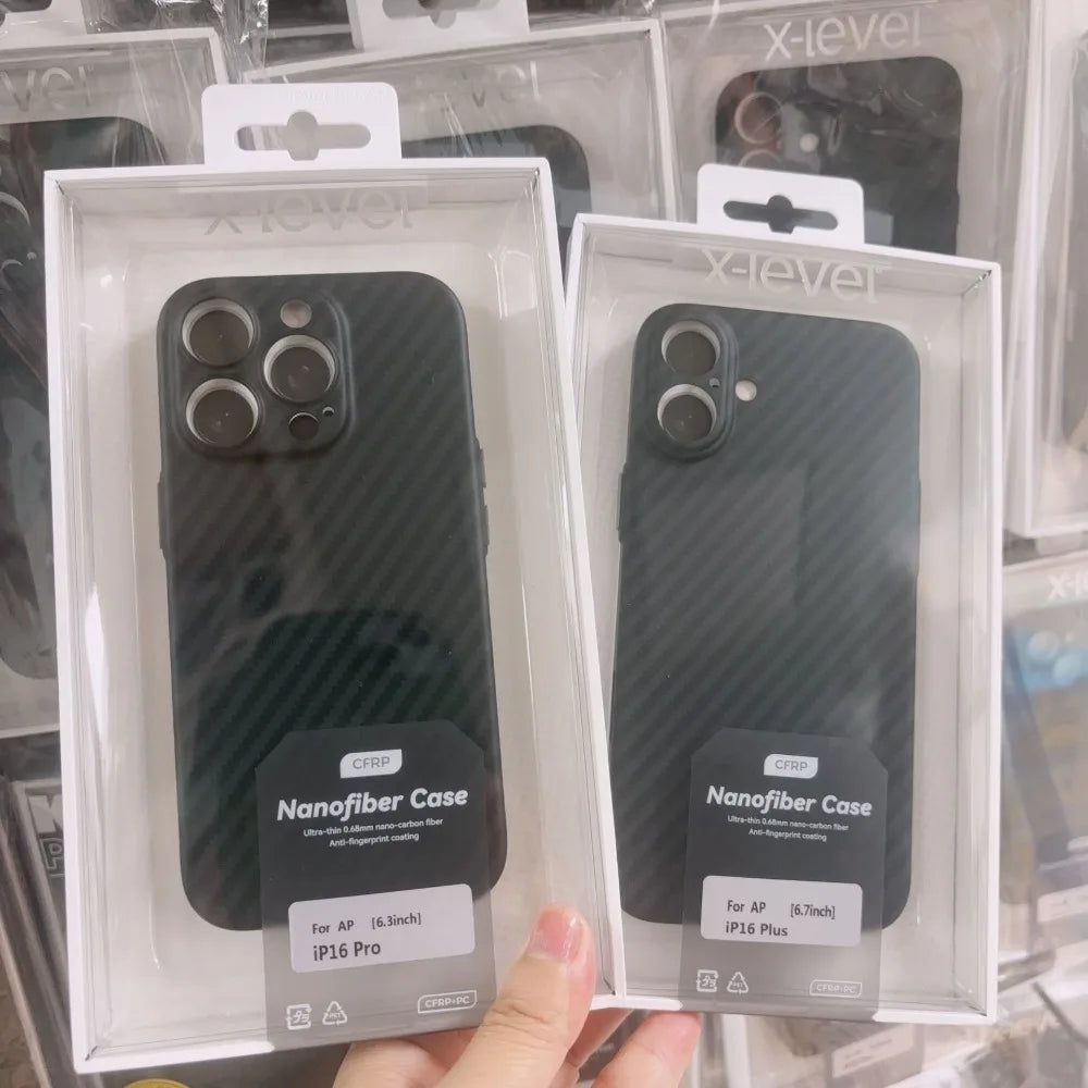 X-level High Quality 1500D Carbon Fiber Phone Case For IPhone 17 Pro Max 17 Air Luxury Business Ultra-Thin Rugged Protect Cover