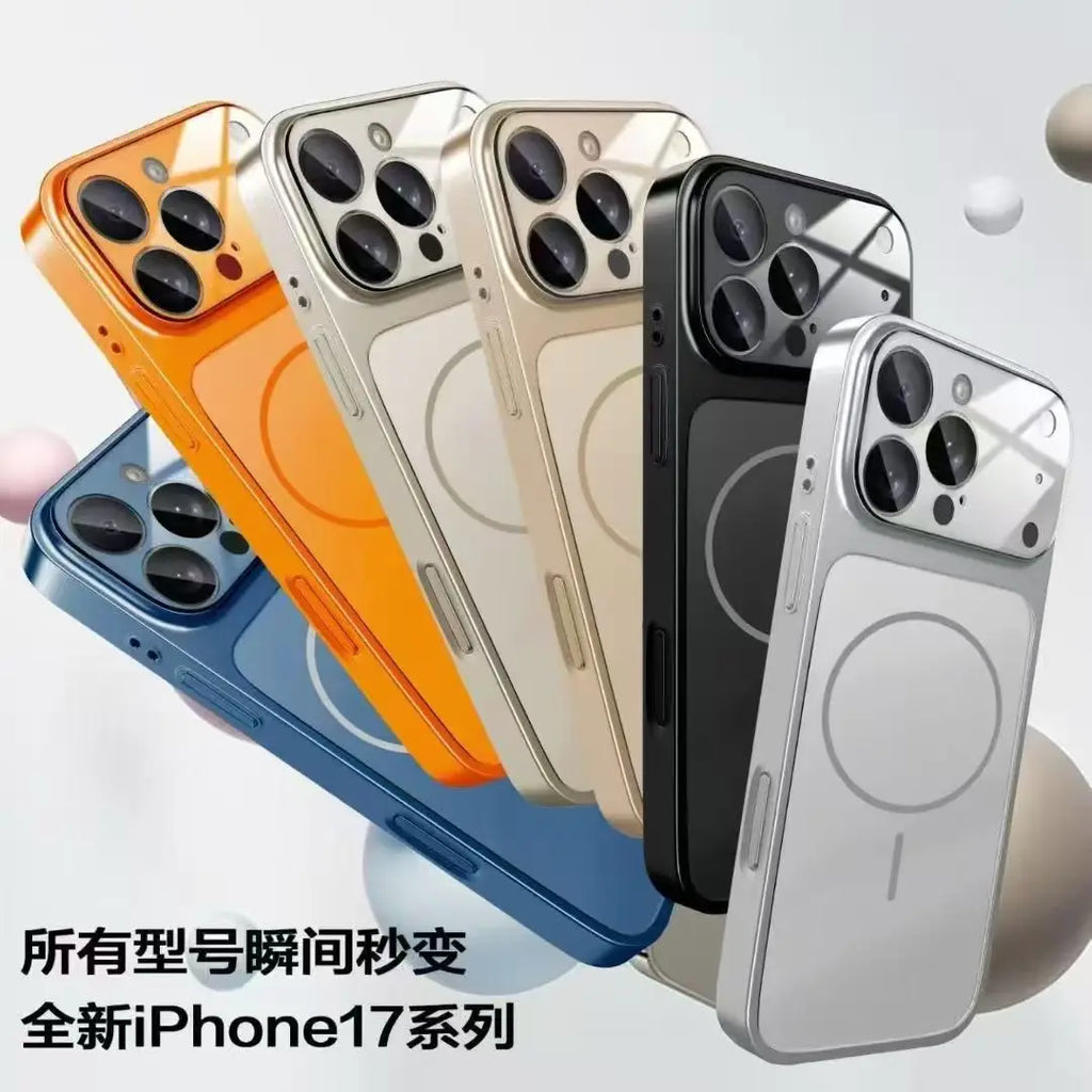 Luxury frosted glass material shockproof magnetic protective cover for iPhone 17 Air 17 16 15 14 13 Pro Max  Magsafe phone case