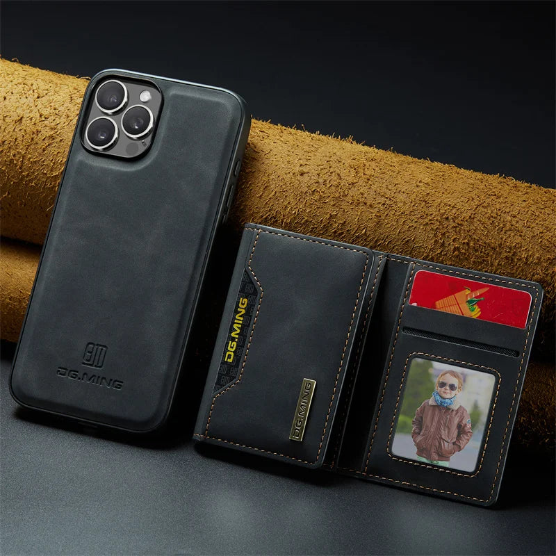 Luxury Magnetic Leather Wallet Case for iPhone 17 Pro Max 14 15 16 iPhone17 Magnet Kickstand Money Card Holder Cover