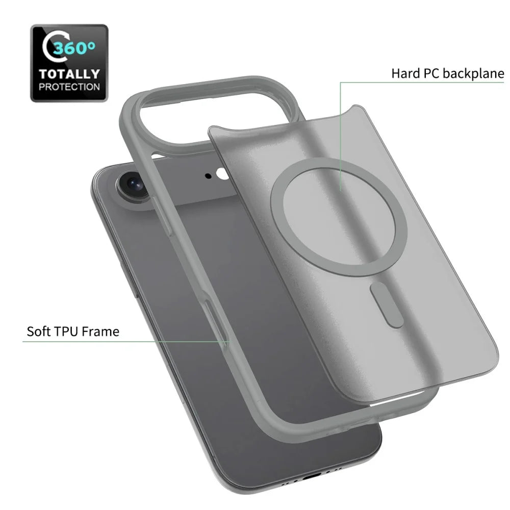 Matte For Magsafe Magnetic Case For iPhone 17 Air, Pro Max Wireless Charge Hard Armor Cover