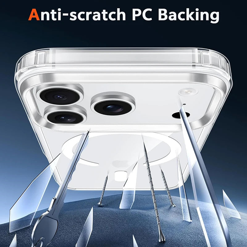 Shockproof Magnetic Hard Acrylic Case for iPhone 17 Air Case Luxury Military Grade Transparent Silicone Soft Back Cover Shell