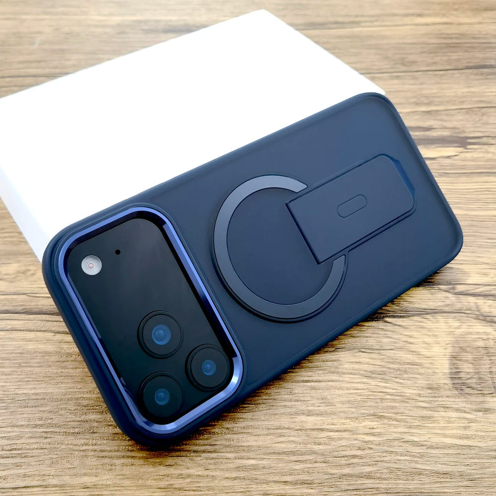 Shockproof Armor Matte Case For iPhone 17 16E 16 15 14 Pro Max Air 17Pro Magsafe Wireless Charge With Stand Full Covers