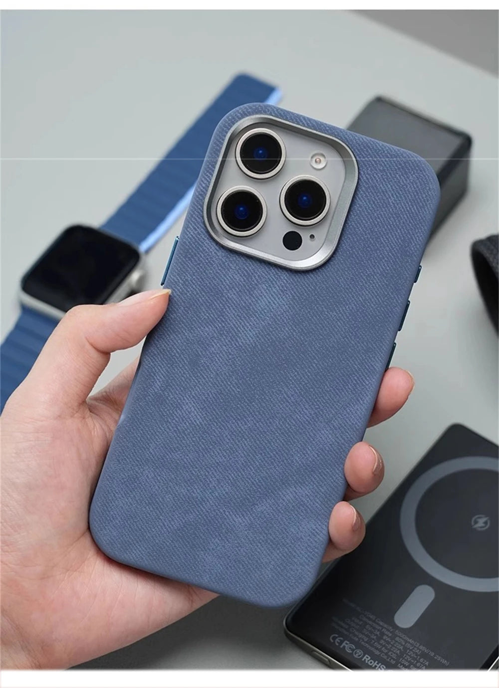 Luxury Shockproof Magnetic Fiber Leather Case For iPhone 17 16 Pro Max, Air For MagSafe Wireless Charging Cover
