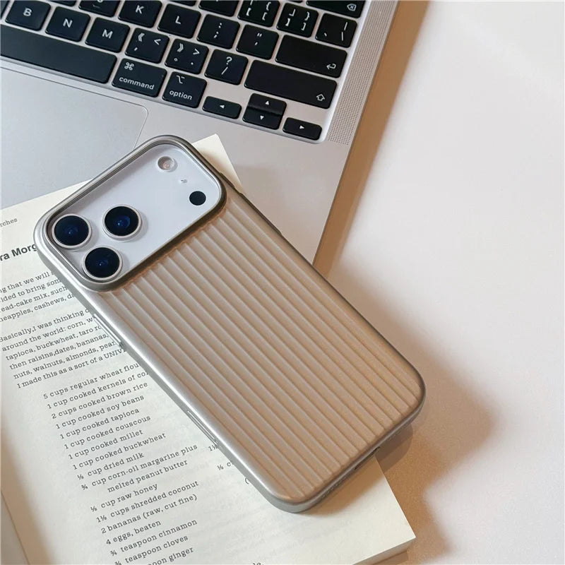 Electroplated 3D Stripes Pattern for Magsafe Magnetic Case For iPhone 17 17Pro 16 15 16Pro Max Matte Shockproof Hard PC Cover