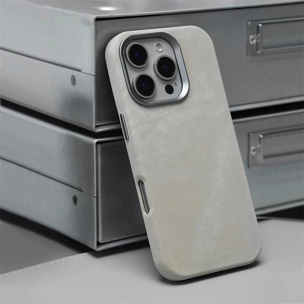 Luxury Shockproof Magnetic Fiber Leather Case For iPhone 17 16 Pro Max, Air For MagSafe Wireless Charging Cover