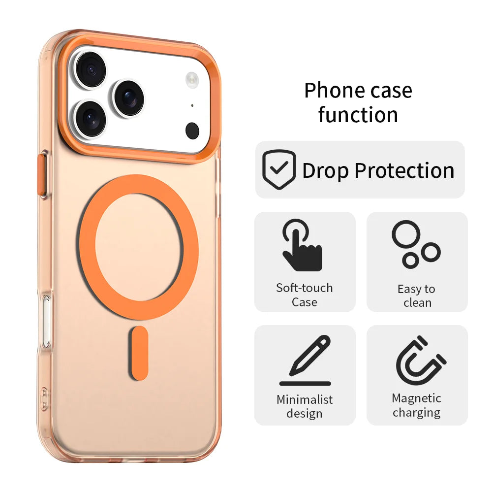 Magnetic Luxury Lens Protector Matte Candy Case For iphone 17 Pro Max iphone17 Air 5G For Magsafe Wireless Charger Cover