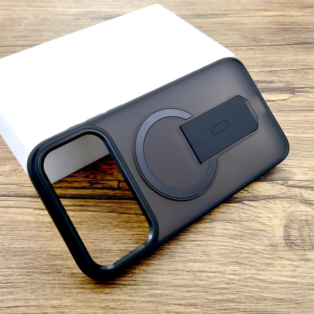 Shockproof Armor Matte Case For iPhone 17 16E 16 15 14 Pro Max Air 17Pro Magsafe Wireless Charge With Stand Full Covers