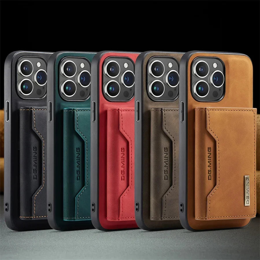 Luxury Magnetic Leather Wallet Case for iPhone 17 Pro Max 14 15 16 iPhone17 Magnet Kickstand Money Card Holder Cover