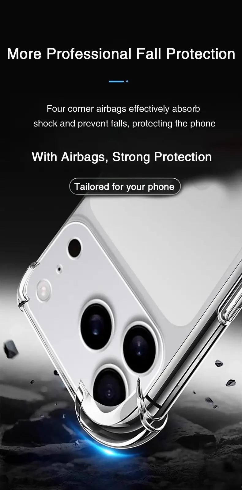 Airbag Anti Knock Phone Case for IPhone17 IPhone 17 Pro Max Air 5G Soft Clear Transparent Silicone Air Bag Corners Bumper Cover