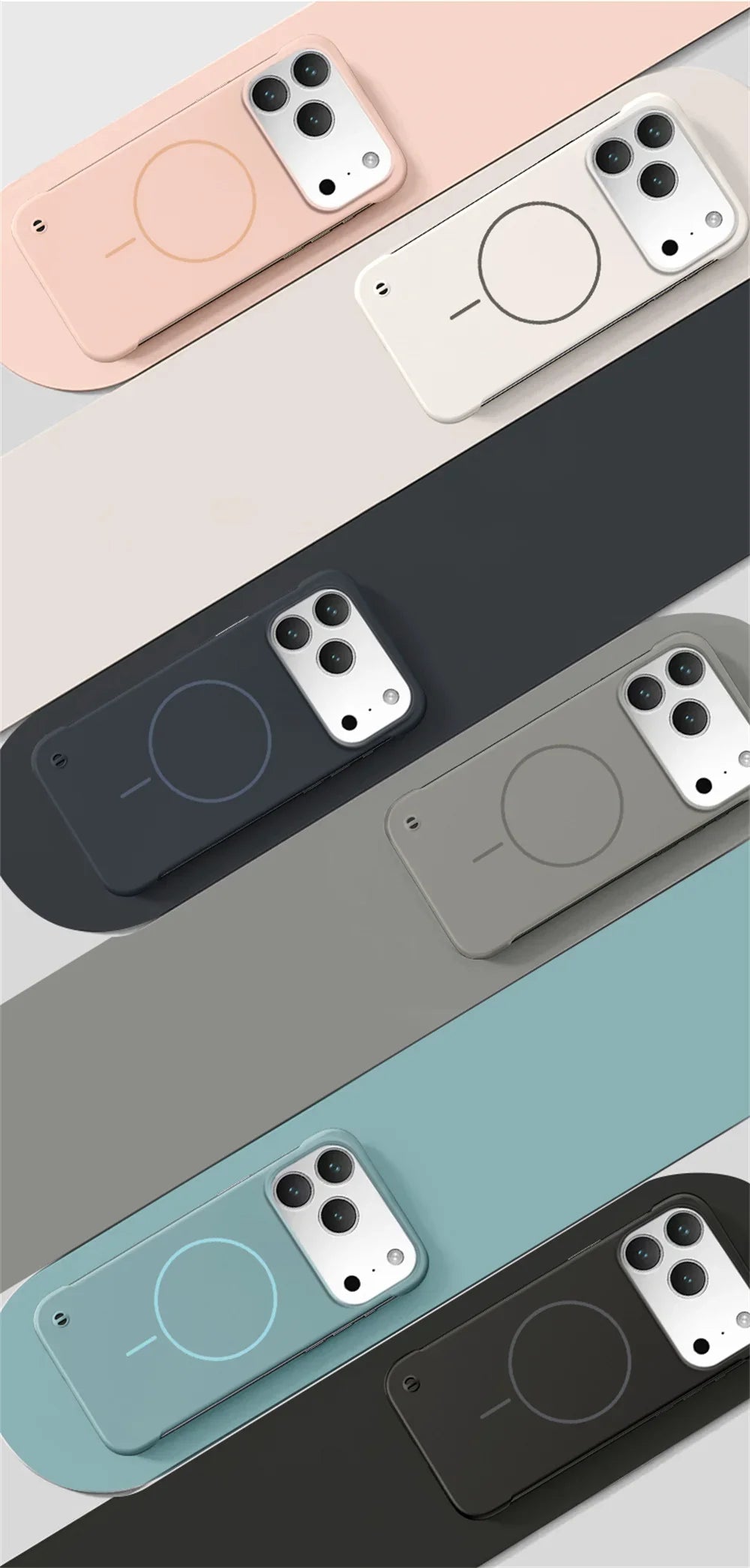 for Magsafe Bezel-less Phone Case for iPhone 17 Air 17 Pro Max Ultra Thin Frameless Hard Magnetic Cover for iPhone 17 Pro 17Air