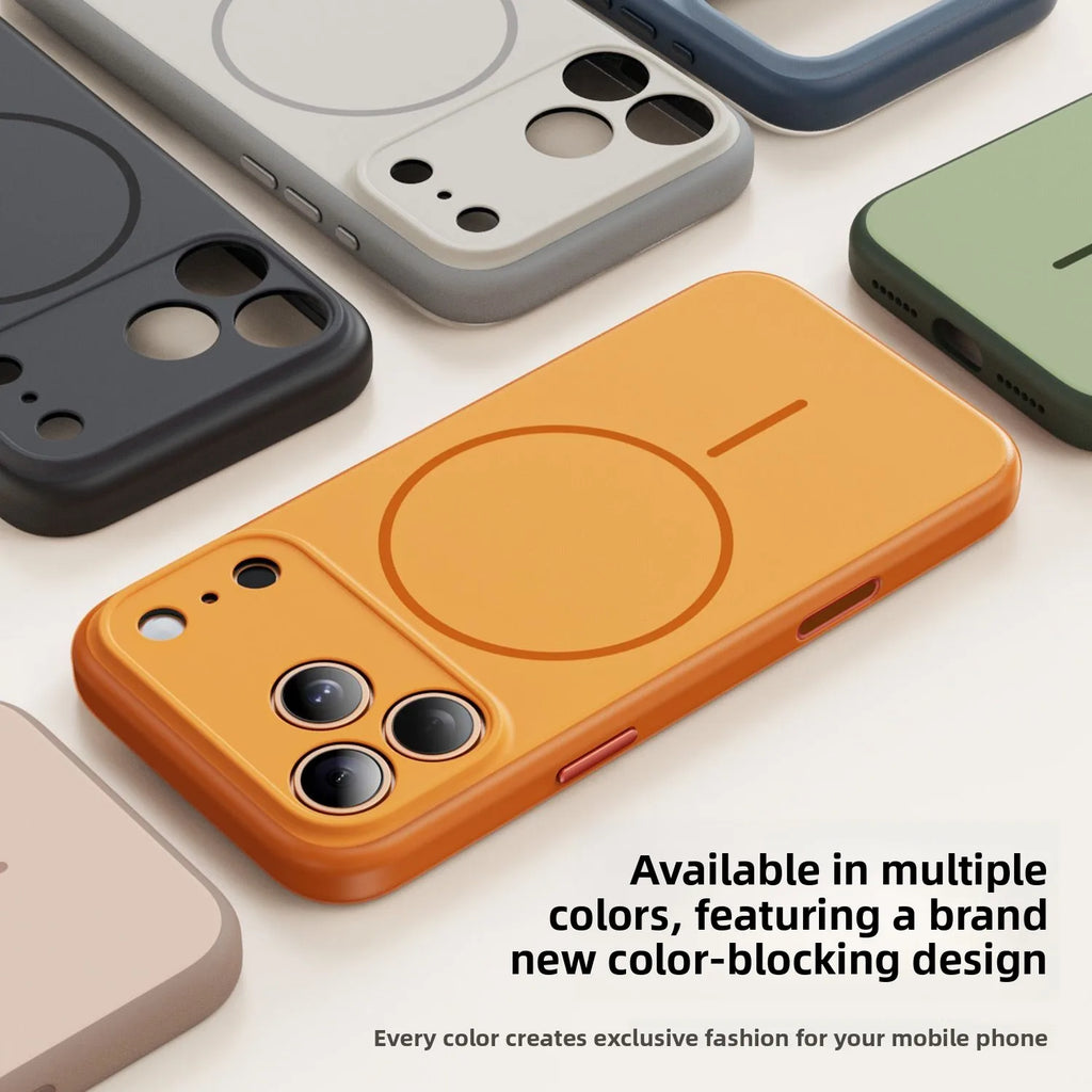 For iPhone 17, 17 Pro, and 17 Pro Max, magnetic case with stylish colors, skin-friendly feel, PC Cover and lens protection.