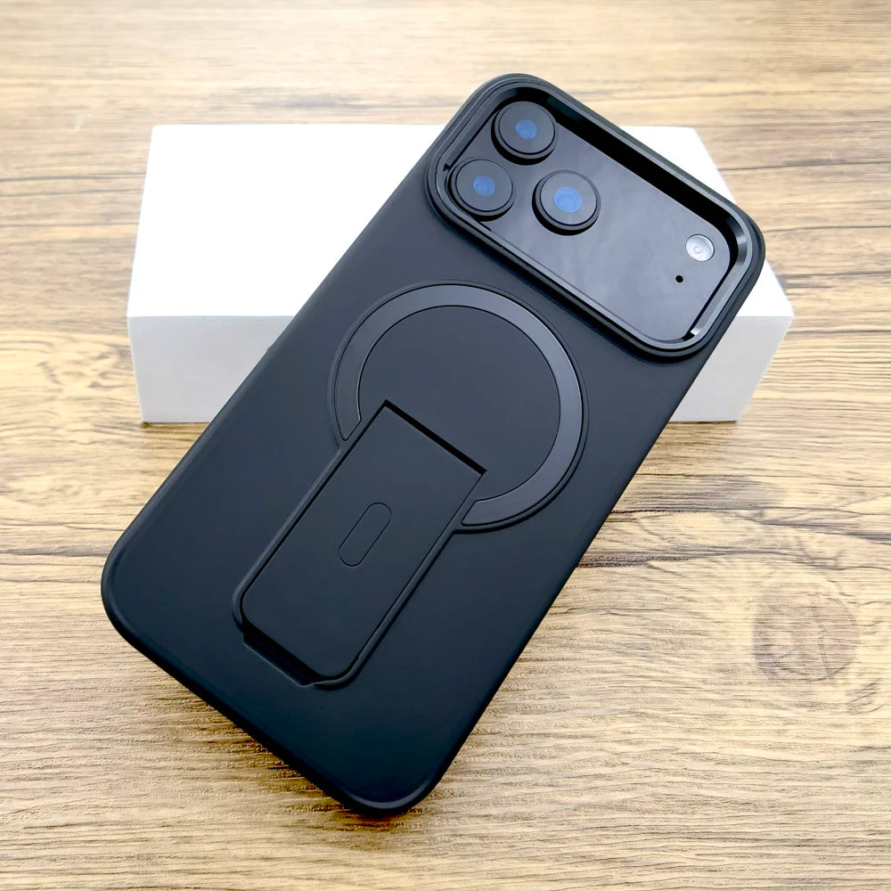 Shockproof Armor Matte Case For iPhone 17 16E 16 15 14 Pro Max Air 17Pro Magsafe Wireless Charge With Stand Full Covers