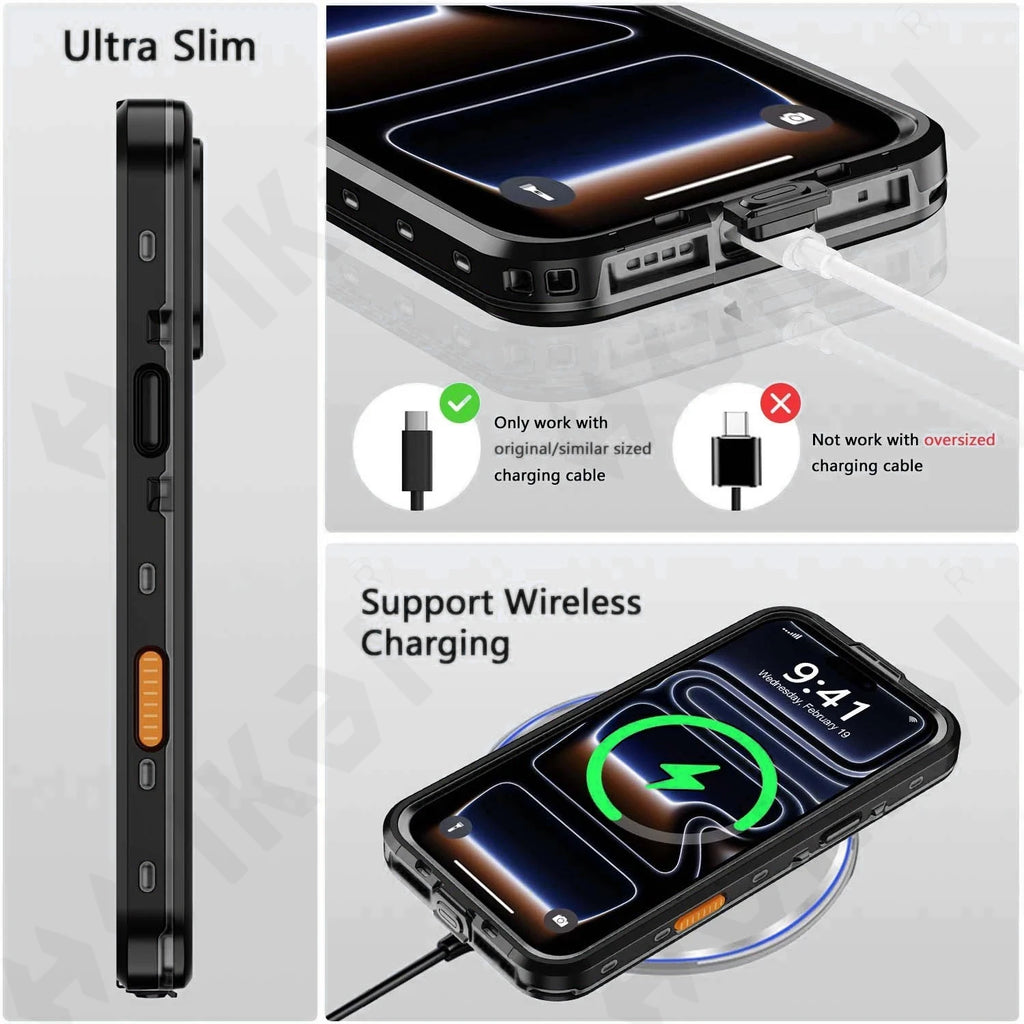IP68 Waterproof Magnetic Case For iPhone 17 16e 16 15 14 Pro Air 13 Pro Max Protector Full Body Protective Dustproof Phone Case