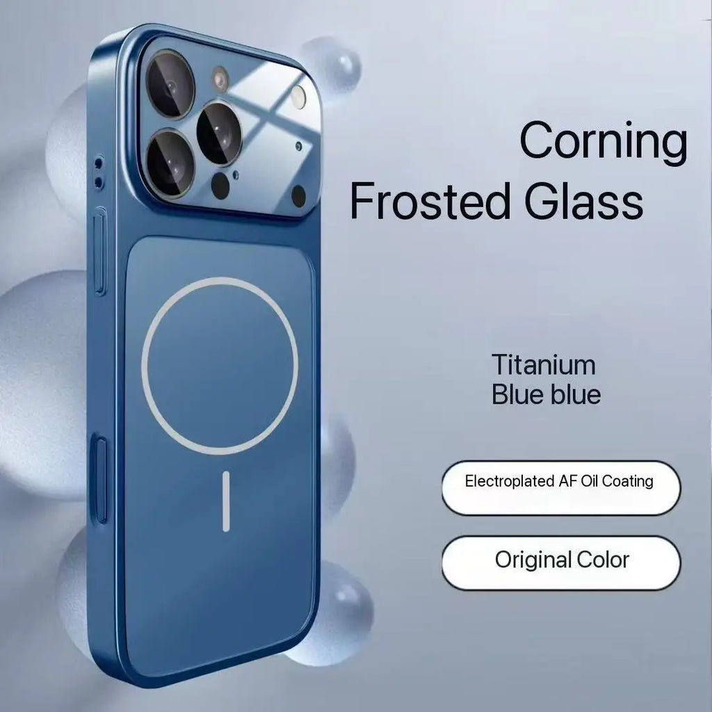 Luxury frosted glass material shockproof magnetic protective cover for iPhone 17 Air 17 16 15 14 13 Pro Max  Magsafe phone case
