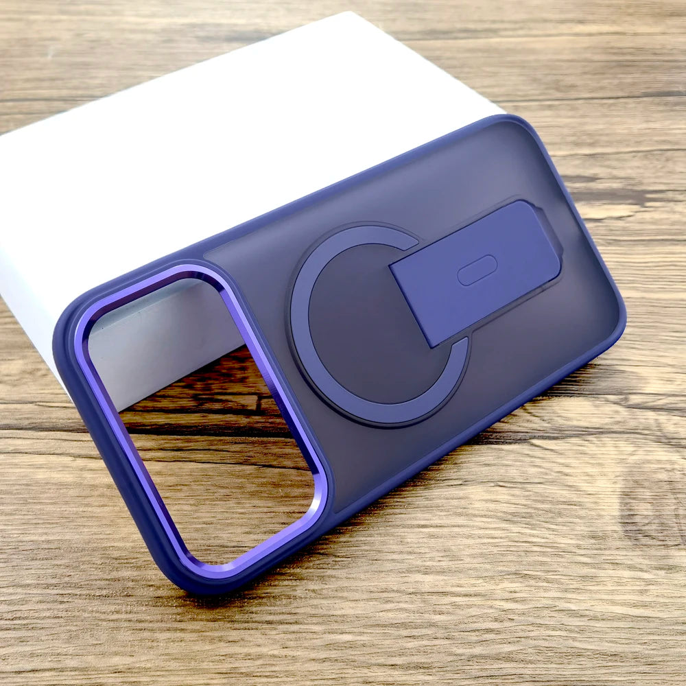 Shockproof Armor Matte Case For iPhone 17 16E 16 15 14 Pro Max Air 17Pro Magsafe Wireless Charge With Stand Full Covers