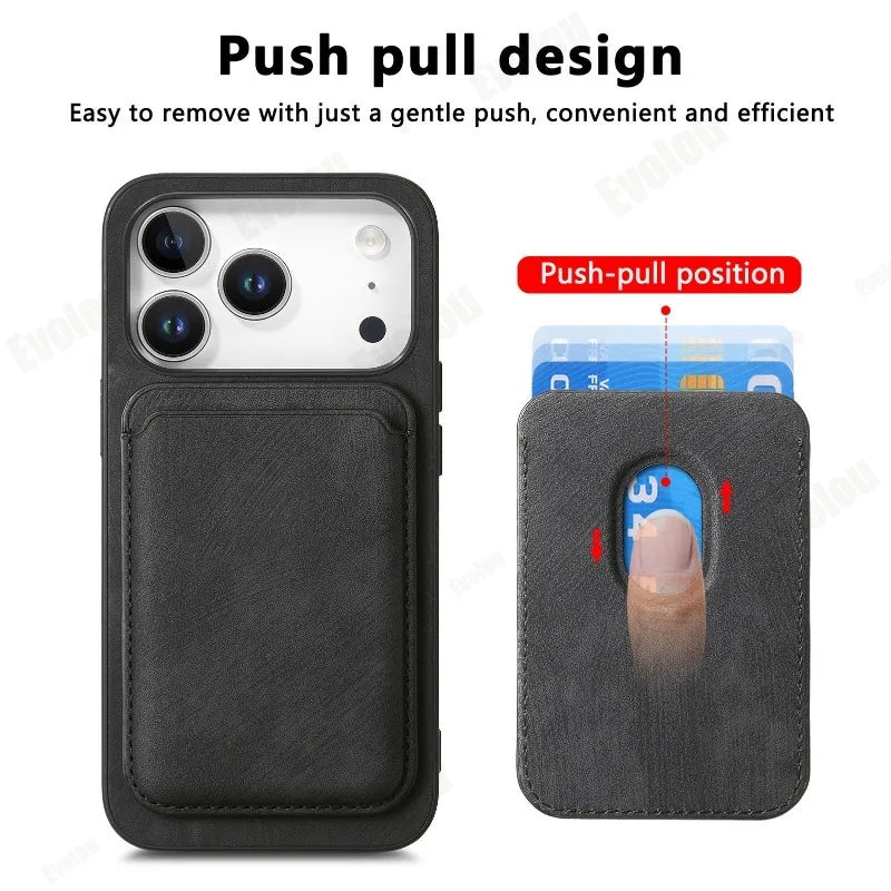 For Magsafe Detachable 2 in 1 Leather Case for IPhone 17 Pro Max Magnetic Wallet Card Pocket Cover for IPhone 17 Air 17pro Max