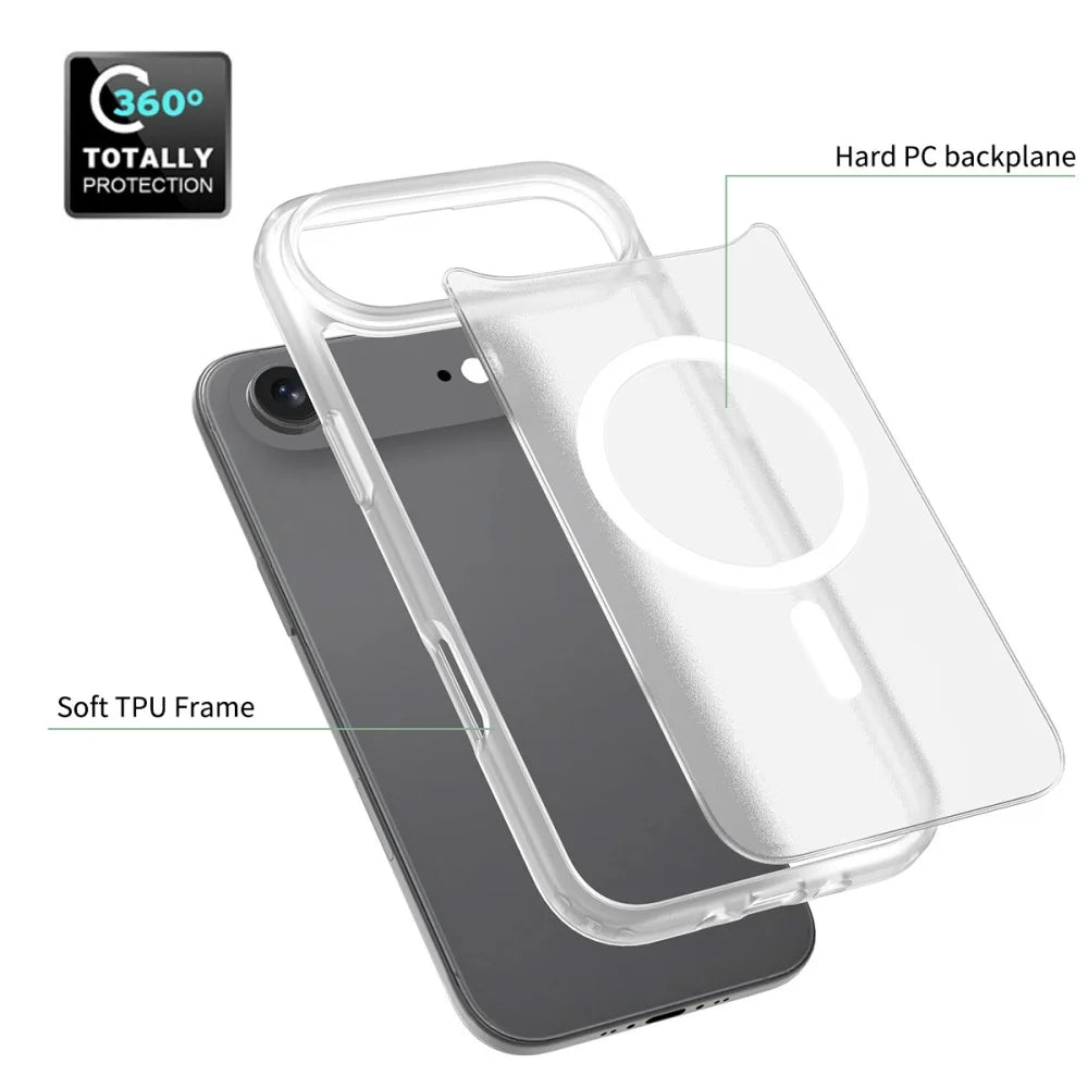 Matte For Magsafe Magnetic Case For iPhone 17 Air, Pro Max Wireless Charge Hard Armor Cover
