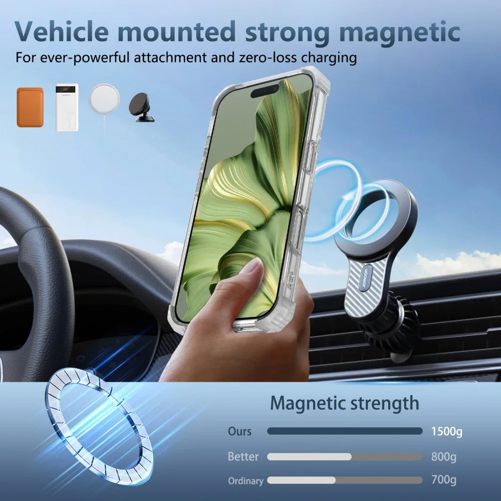 Transparent Magnetic Case For iPhone 17 Pro Max 17 Air 17Pro Max Cover 360°Rotating Metal Ring Car Holder Anti-fall Cases Fundas