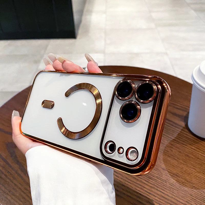 Luxury Glitter Plating Silicone Clear Soft Case For iPhone 17 Pro Max Magnetic Magsafe Cover Shell For iPhone17ProMax Ultra-Thin