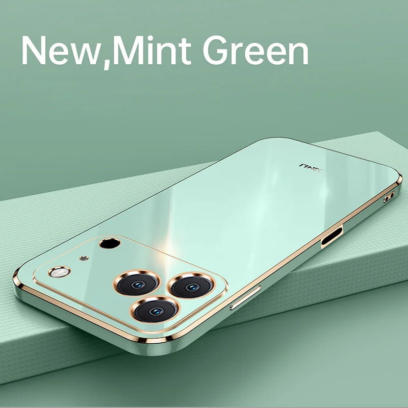 Solid Plating Phone Case For iPhone 17 Pro Max 17 Air 16e 16 Pro Max 16Plus 17Pro Max Cover Soft Silione Shockproof Cases Bumper